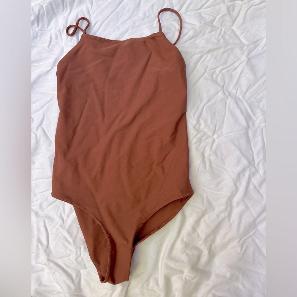 Women’s Rust One-Piece Swimsuit with Thin Straps